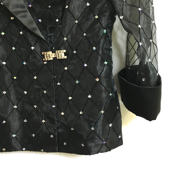 R & M Collections Black Jeweled Blazer Sz 10 - Picture 5 of 8